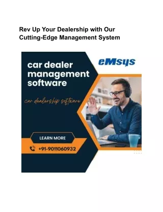 Rev Up Your Dealership with Our Cutting-Edge Management System