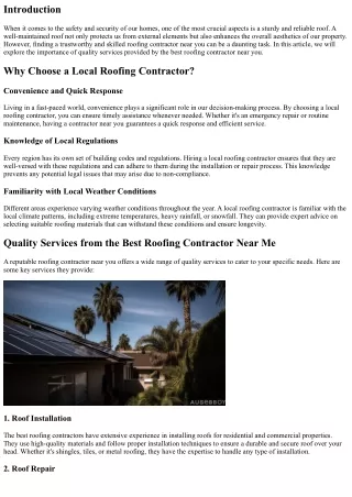 Quality Services from the Best Roofing Contractor Near Me