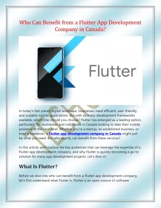 Who Can Benefit from a Flutter App Development Company in Canada?