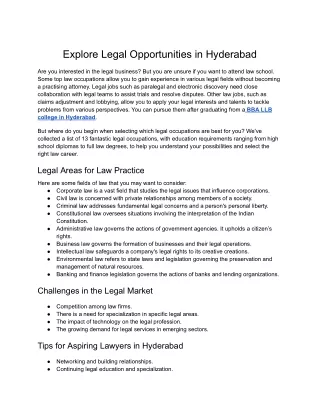 SLS Hyd- Explore Legal Opportunities in Hyderabad