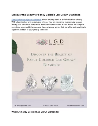 Discover the Beauty of Fancy Colored Lab-Grown Diamonds