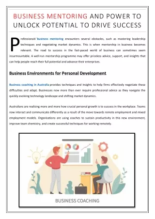 Business Mentoring and Power to Unlock Potential to Drive Success