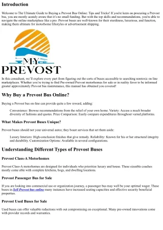 The Ultimate Guide to Buying a Prevost Bus Online: Tips and Tricks