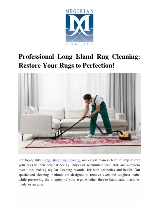 Professional Long Island Rug Cleaning Restore Your Rugs to Perfection!