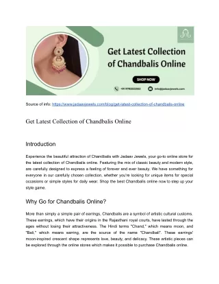 Get Latest Collection of Chandbalis Online