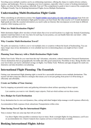 **Budget-Friendly tips for booking international flights across multiple destina