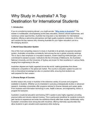 Why Study in Australia