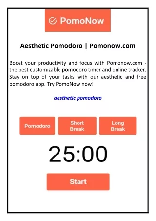 Aesthetic Pomodoro Pomonow.com