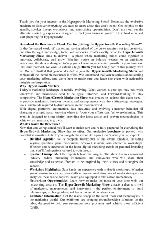 Download the brochure - Thank You - Hypergrowth Marketing Show