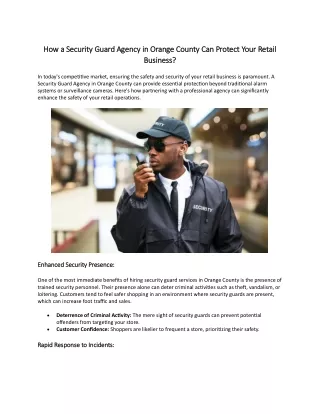 How a Security Guard Agency in Orange County Can Protect Your Retail Business?