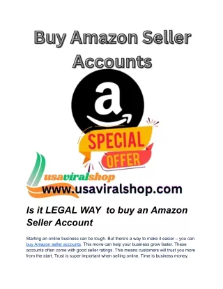 Is it LEGAL WAY  to buy an Amazon Seller Account - Copy
