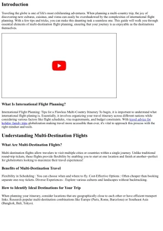 **International Flight Planning: Tips for a Flawless Multi-Country Itinerary**