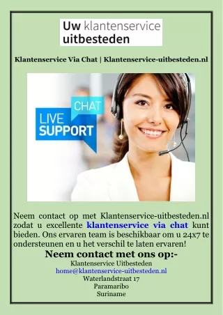 Klantenservice Via Chat  Klantenservice-uitbesteden.nl