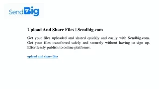 Upload And Share Files Sendbig.com