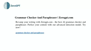 Grammar Checker And Paraphraser Zerogpt.com