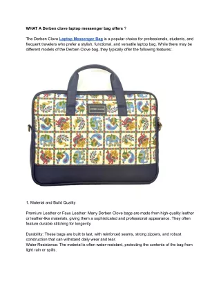 WHAT A Derben clove laptop messenger bag offers