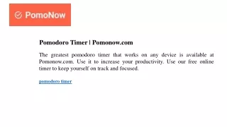 Pomodoro Timer  Pomonow.com