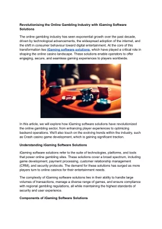 Revolutionising the Online Gambling Industry with iGaming Software Solutions
