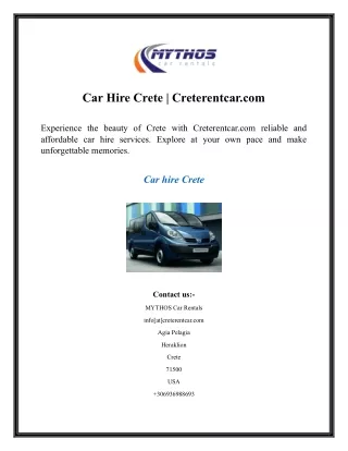 Car Hire Crete  Creterentcar.com