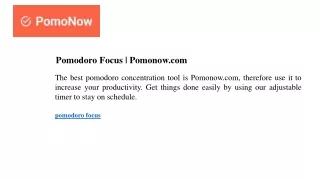 Pomodoro Focus Pomonow.com