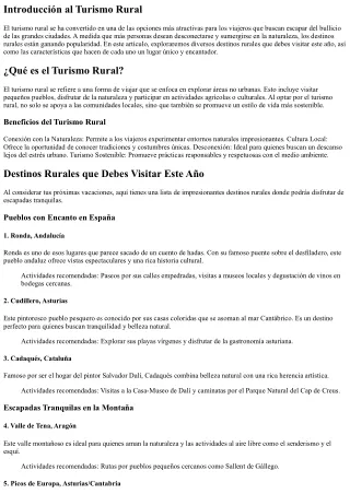 Destinos Rurales que Debes Visitar Este Año