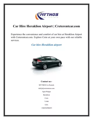 Car Hire Heraklion Airport  Creterentcar.com