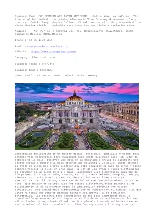 FOR MEXICAN AND LATIN AMERICANS - Online Visa  eVisaPrime - The trusted global m