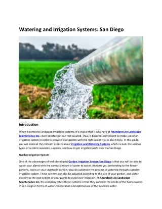 Watering and Irrigation Systems