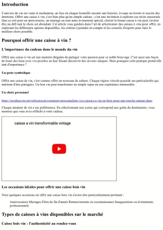 L’art de sélectionner des caisses à vins pour offrir