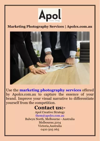 Marketing Photography Services  Apolcs.com.au