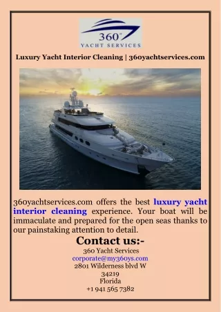 Luxury Yacht Interior Cleaning  360yachtservices.com