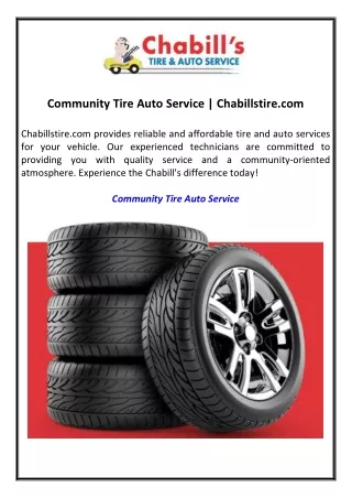 Community Tire Auto Service  Chabillstire.com