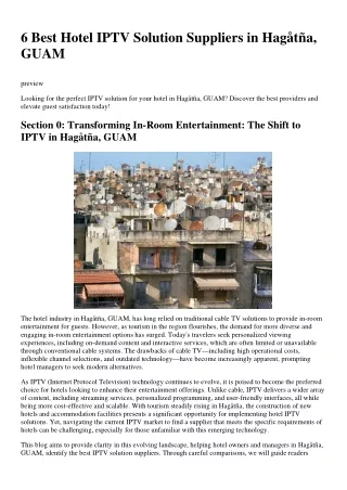 6 Best Hotel IPTV Solution Suppliers in Hagåtña, GUAM