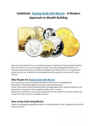 Buying Gold with Bitcoin: A Modern Approach to Wealth Building