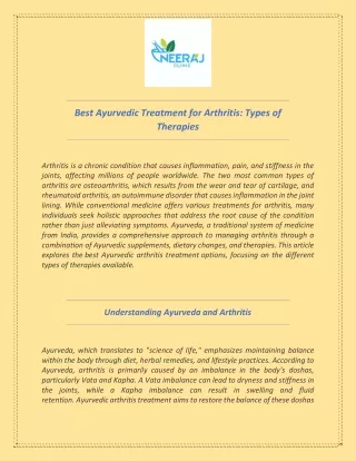 Best Ayurvedic Treatment for Arthritis