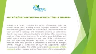 Best Ayurvedic Treatment for Arthritis
