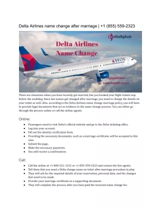 Delta Airlines name change after marriage _  1 (855) 559-2323