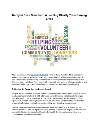 Narayan Seva Sansthan A Leading Charity Transforming Lives