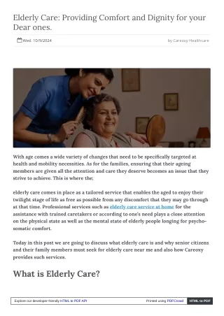 Best Elderly Care Services at Home in Delhi NCR – 12 to 24 Hours of Expert Suppo
