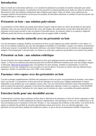 Présentoir en bois : une solution esthétique pour les produits de décoration int