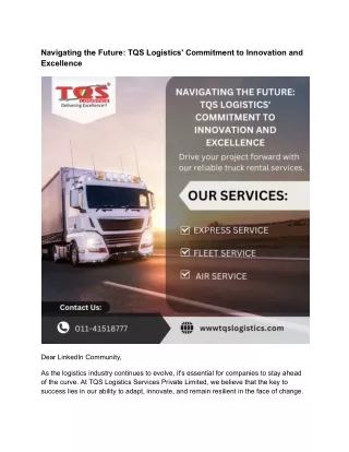 Navigating the Future_ TQS Logistics' Commitment to Innovation and Excellence