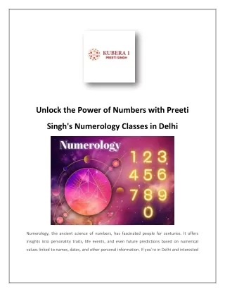 Advanced Course in Numerology | Numerology course by Preeti Singh in Delhi at Ku