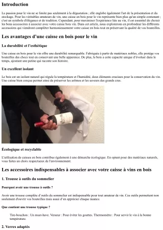 Les accessoires indispensables à associer avec votre caisse à vins en bois
