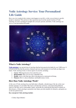 Vedic Astrology Service: Your Personalized Life Guide