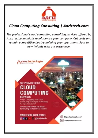 Cloud Computing Consulting | Aariztech.com