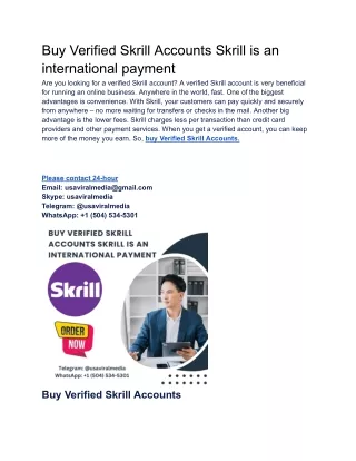 Buy Verified Skrill Accounts Skrill is an international payment