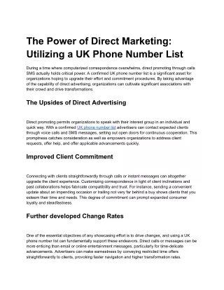 The Power of Direct Marketing_ Utilizing a UK Phone Number List