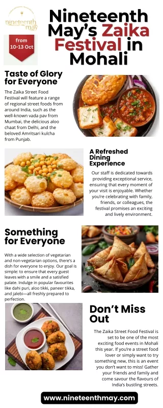Nineteenth May’s Zaika Festival in Mohali