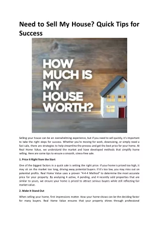 Need to Sell My House Quick Tips for Success.docx