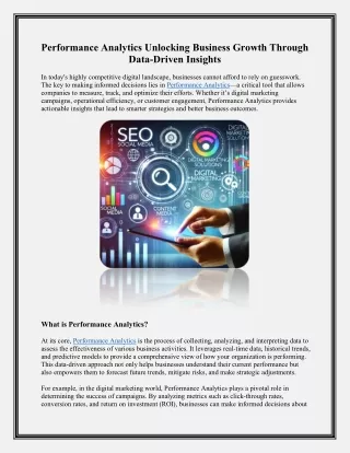 "Unlock Business Success with Performance Analytics: A Data-Driven Approach